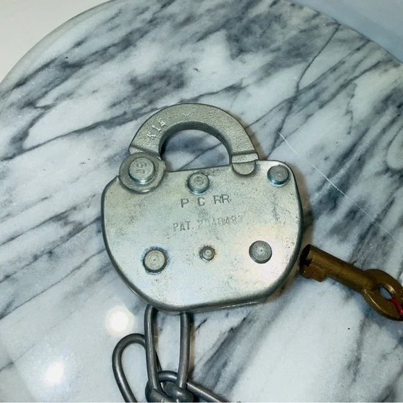 Vtg AdlakePhiladelphia and Columbia RailroadLock with chain/key Works